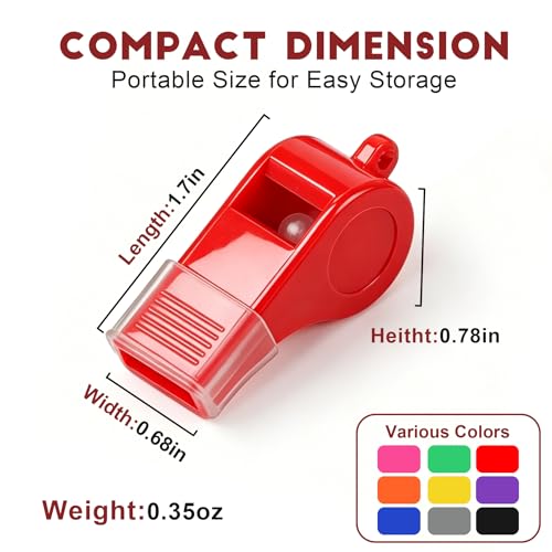 Colorful Plastic Whistles with Lanyard & Cover (18 PCS)