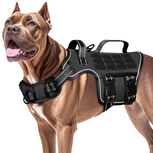Dog Harness for Large Dogs (Black / L(Neck:18-24",Chest:25-36"),45-80 lbs)