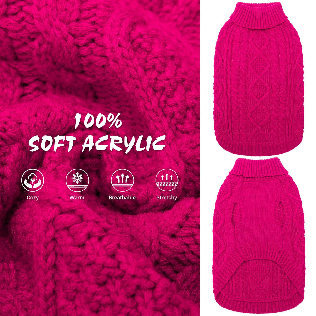 Dog Sweater for Medium Large Dogs (RoseRed / Medium/Large)