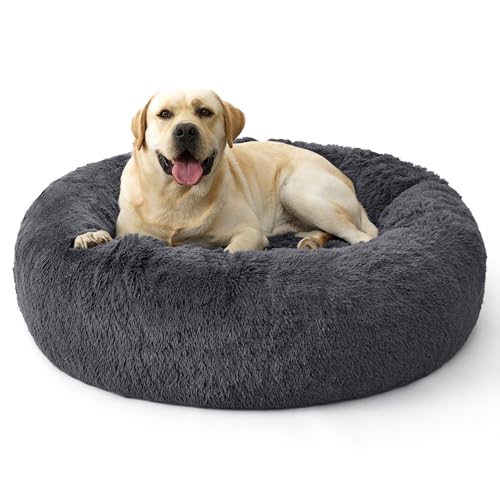 SupportMax® Calming XL Dog Bed Extra Large Washable Pet Bed (Dark Grey / XL(42x42x9))