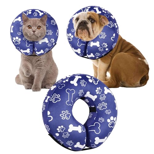 Recovery Donut Collar for Dogs & Cat (Darkblue / M（neck 8"-11"）)
