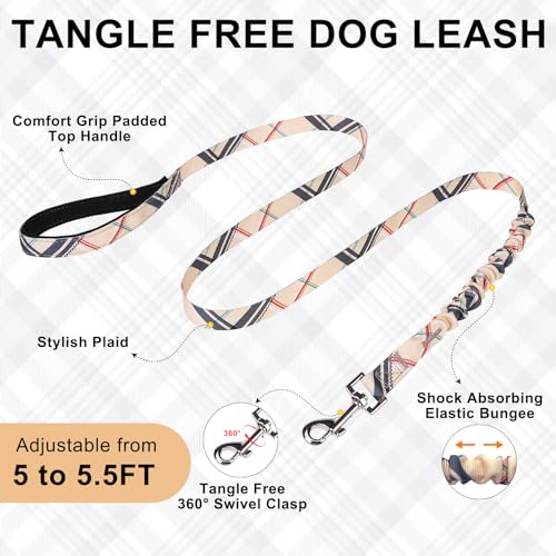 No Pull Small Dog Harness and Leash Set (Beige_Velvet / S: Chest 17.5"-22")