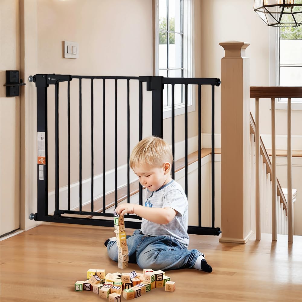 30" Tall Baby Gate for Stairs Doorways (30"Tall 43.3"Wide / Black)
