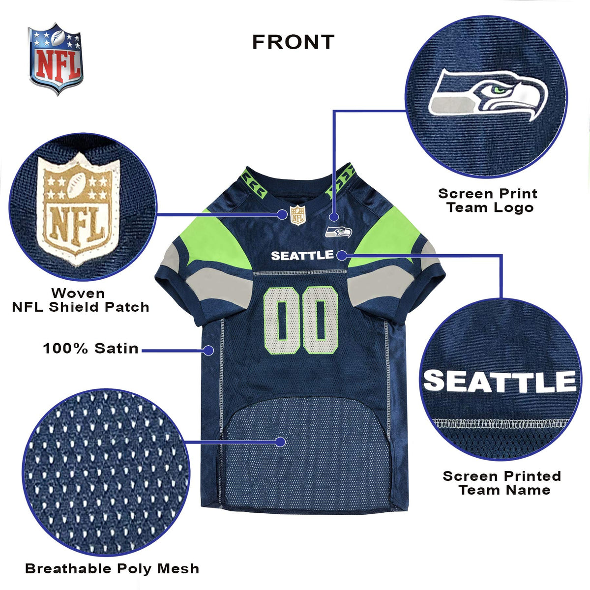 NFL Seattle Seahawks Dog Jersey (Seattle Seahawks / Small)