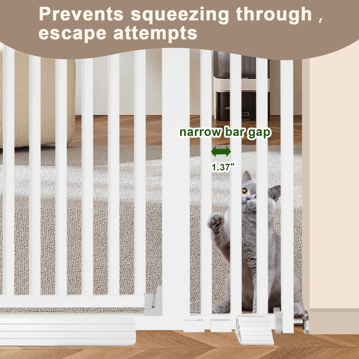 67" High Extra Tall Cat Gate for Doorway (White-67"tall / 30''-49.2''Wide)