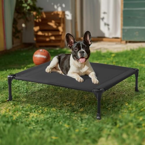 Outdoor Elevated Dog Bed for Medium Dogs (32.0"L x 25.0"W x 7.0"Th / Black)