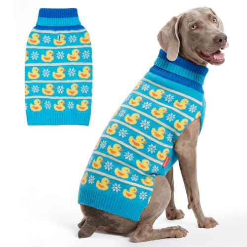 Dog Sweater for Medium Large Dogs Turtleneck Thick Knit (2XL (35-60lbs) / Duck)