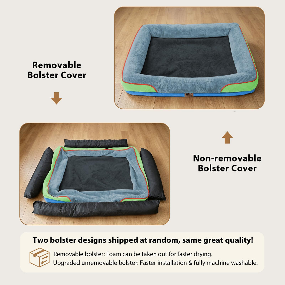 Orthopedic Washable XXL Dog Bed for Extra Large Dogs (Blue Lime / 45"L x 35"W x 7.5"Th)