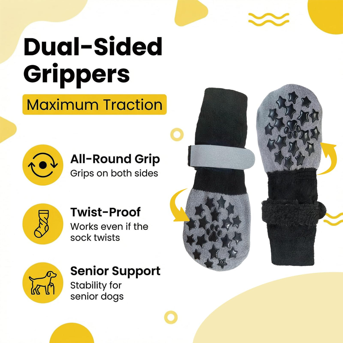 Reflective Dog Socks Grippy Socks Prevent Licking Paws (Classic Grey / Giant)