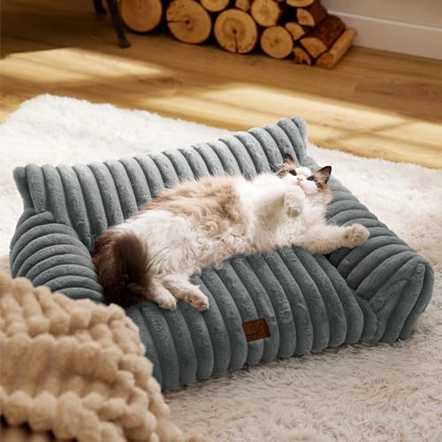 ComfyFleece® Shown on TV Fluffy Dog Couch for Pets (30x20x10" / Warm Grey)