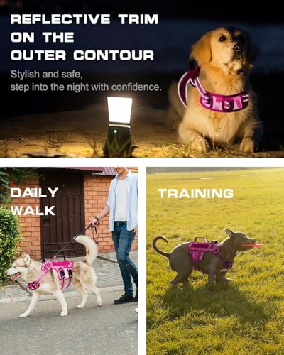 Dog Harness Medium Sized Dog (Pink Camo / M(Neck:17-23",Chest:22-32"),35-50 lbs)