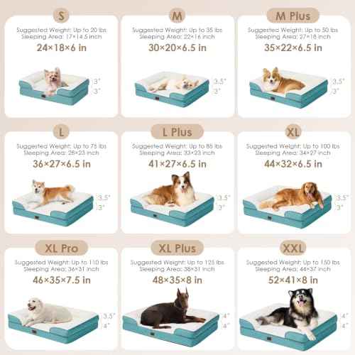 Orthopedic XXL Dog Bed (Turquoise Blue / 46.0"l X 35.0"w X 7.5"th)