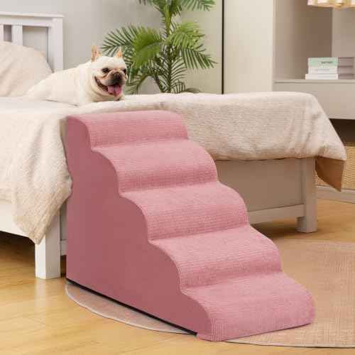 5 Step Pink Dog Stairs for High Bed (Pink / Standard 5-Step 22.2"H)