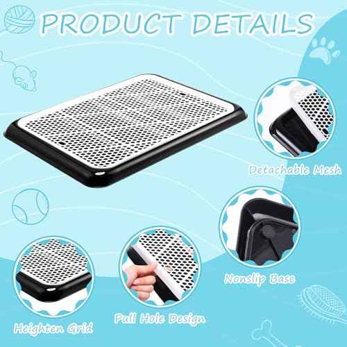 4 Pcs Dog Pee Pad Holder Potty Tray (Black / 25.59 x 18.9 Inches)