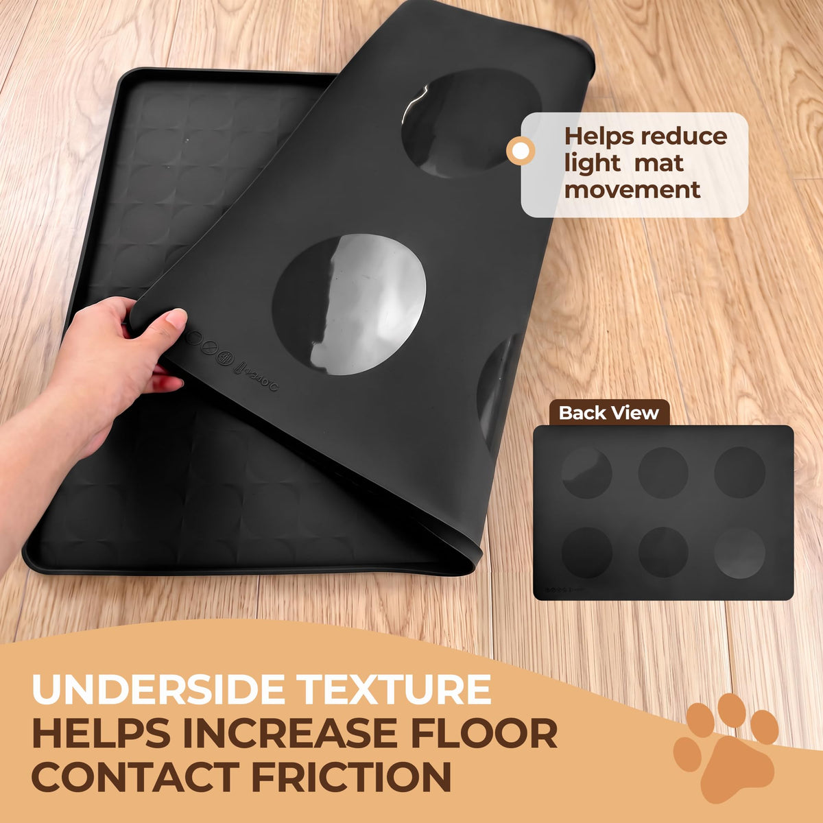 Silicone Pet Feeding Mat (Black / 24"L x 16"W)