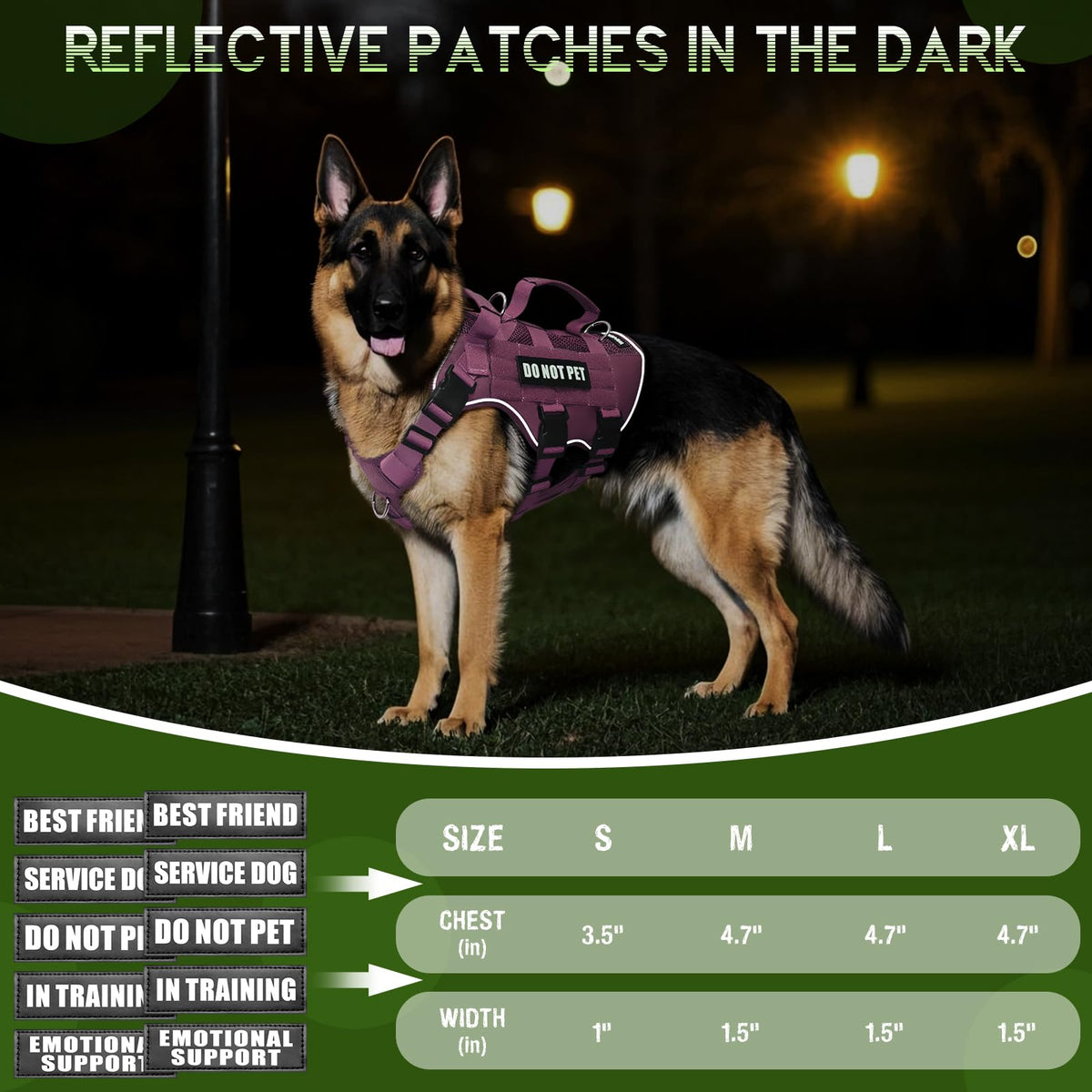 Tactical Molle Vest Mesh Dog Harness with 10 Removale Pet Patches (Large / Pink)