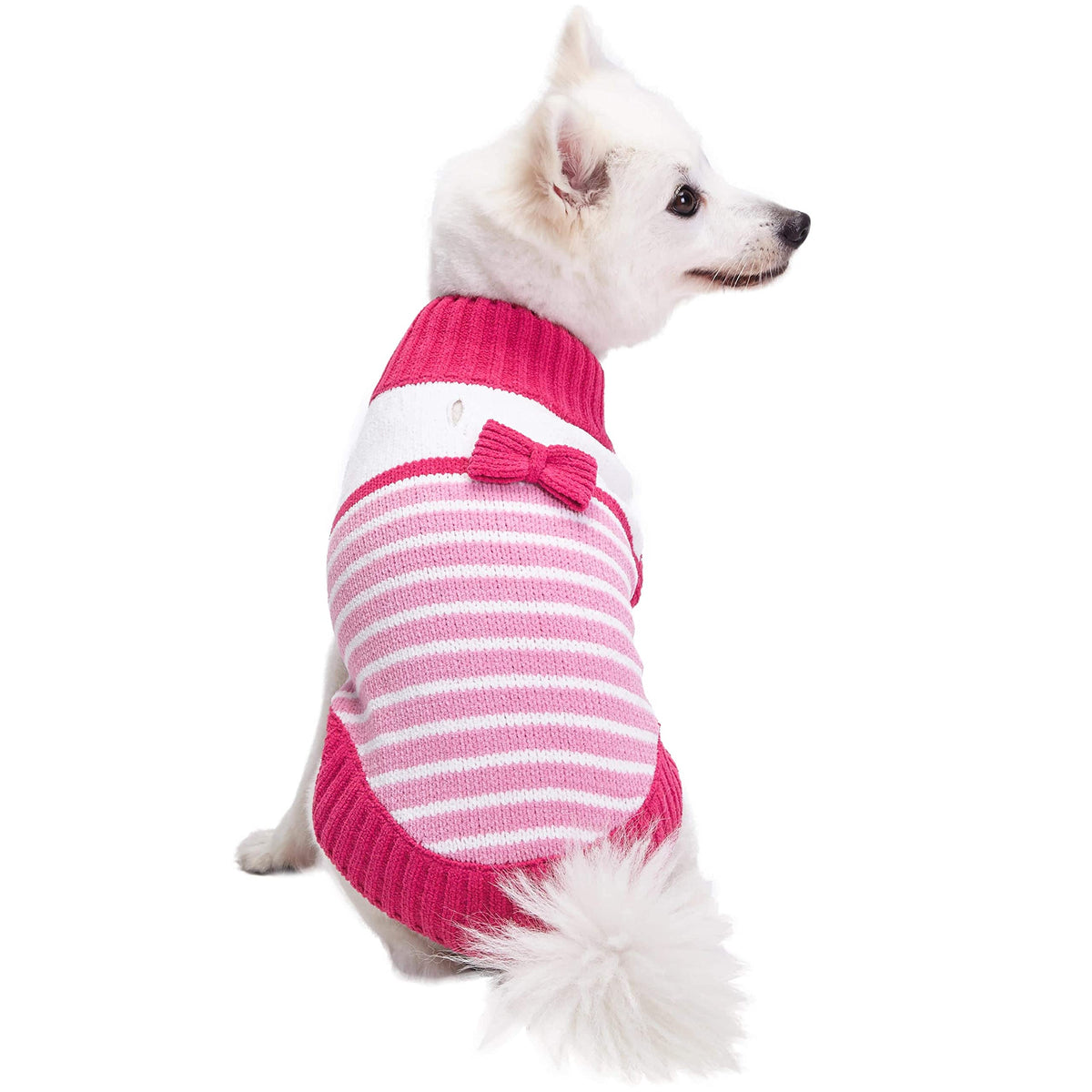 Cozy Soft Chenille Classy Striped Dog Sweater in Pinky Princess (10 inch / Pinky Princess)