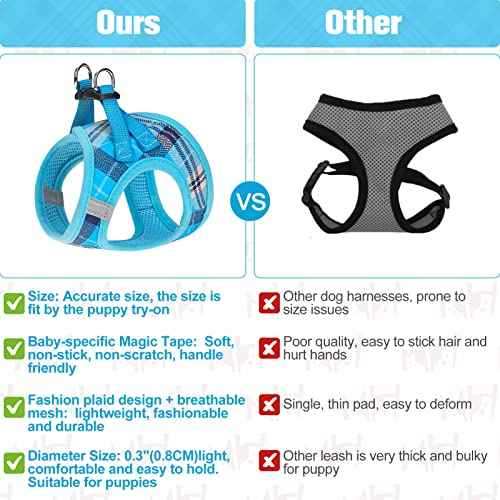 Small Dog Harness and Leash Set (XSmall(Chest Girth 13" - 14.5") / Blue)