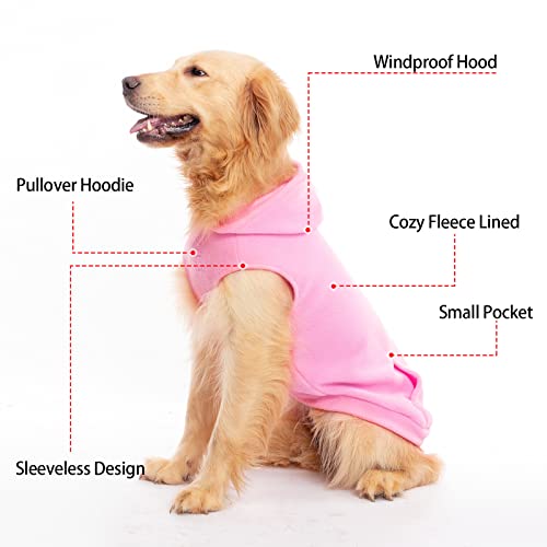 Fleece Dog Hoodie with Pouch (Large / Pink)