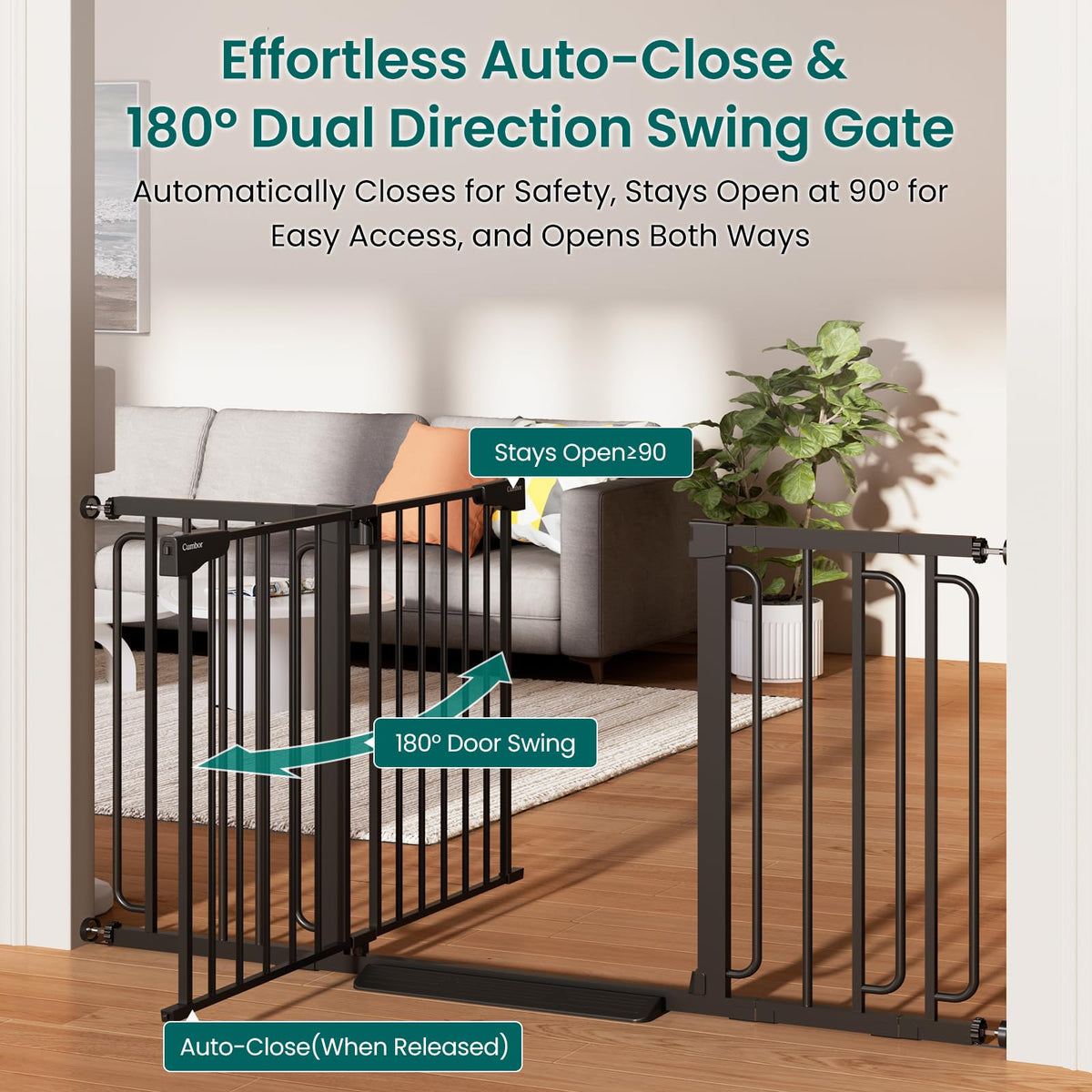 30.4 56.8" Extra Wide Baby Gate (Black / 30.4"-56.8" W x 30.5" H)