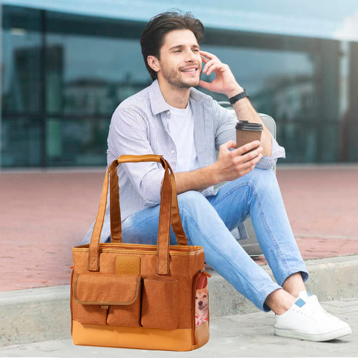 Cat Carrier Dog Carrier (Brown)