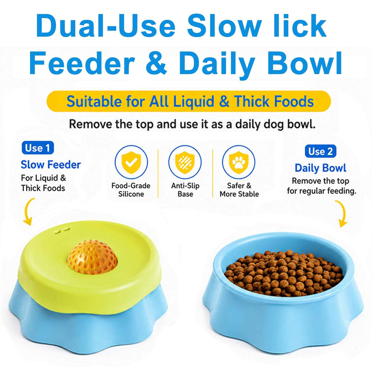 Slow Feeder Dog Bowl for Liquid Treat (Licking bowl (Blue))