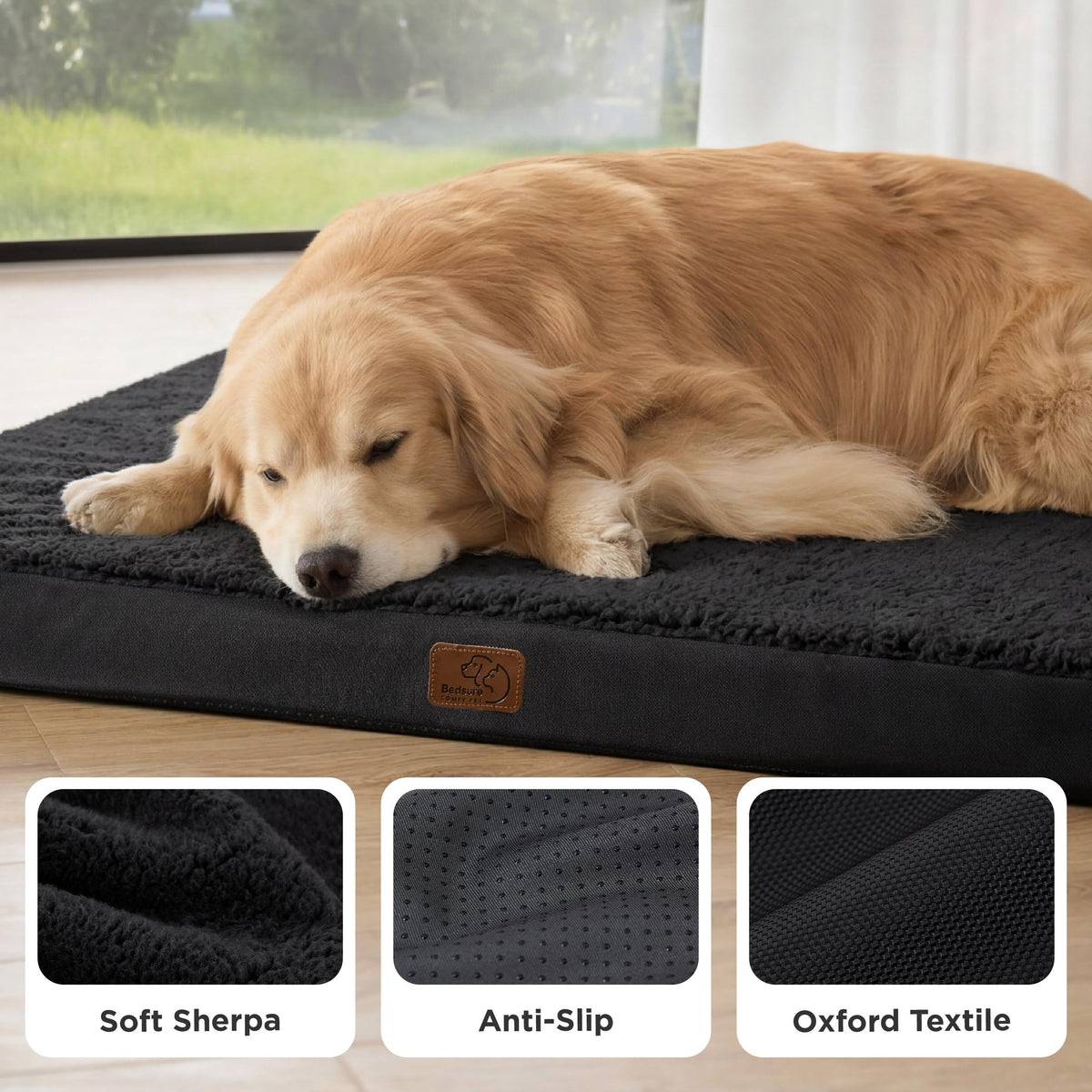 XL Self Warming Dog Bed (44"L x 32"W x 3"Th / Ashen Brown-Self Warming Version)