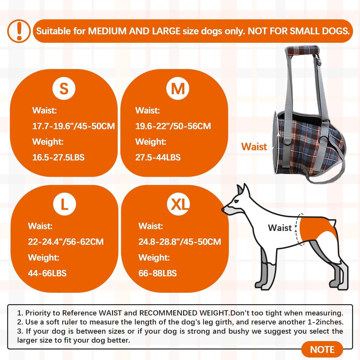 Dog Lift Harness (Large / Hind Legs-Orange)