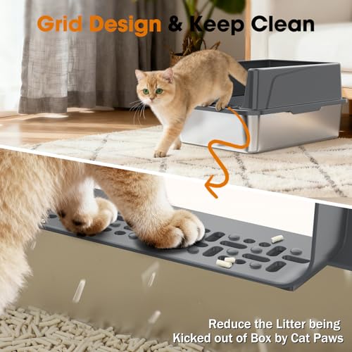 2PACK Stainless Steel Cat Litter Box (Dark Grey / M)