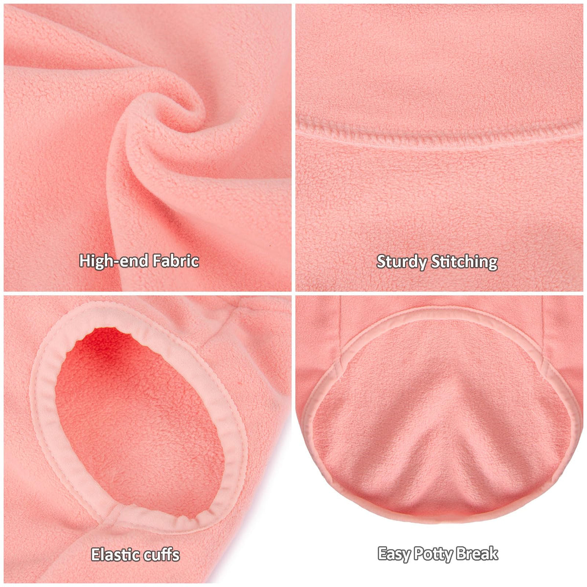 3 Pack Fleece Dog Sweaters for Small Dogs (Rose+Lt Purple+Pink / Large)