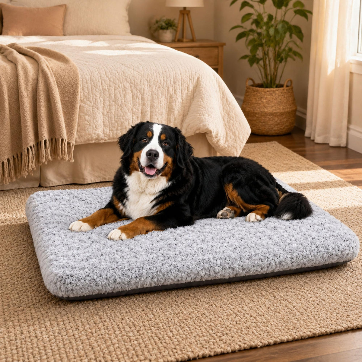 Extra Large Dog Bed (Light Grey / 53"L x 35"W x 4"Th)