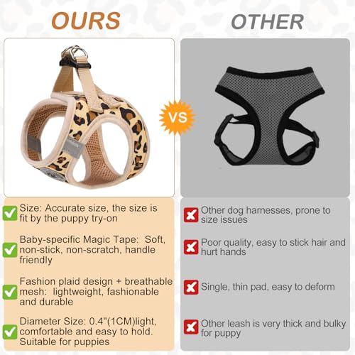 Step in Dog Harness and Leash Set (Small(Chest Girth 14.5" - 16") / Leopard Khaki)