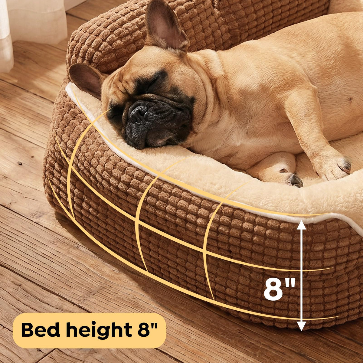 Square Dog Bed Medium Size Dog (Mocha Brown / 28"L x 22"W x 8"H)