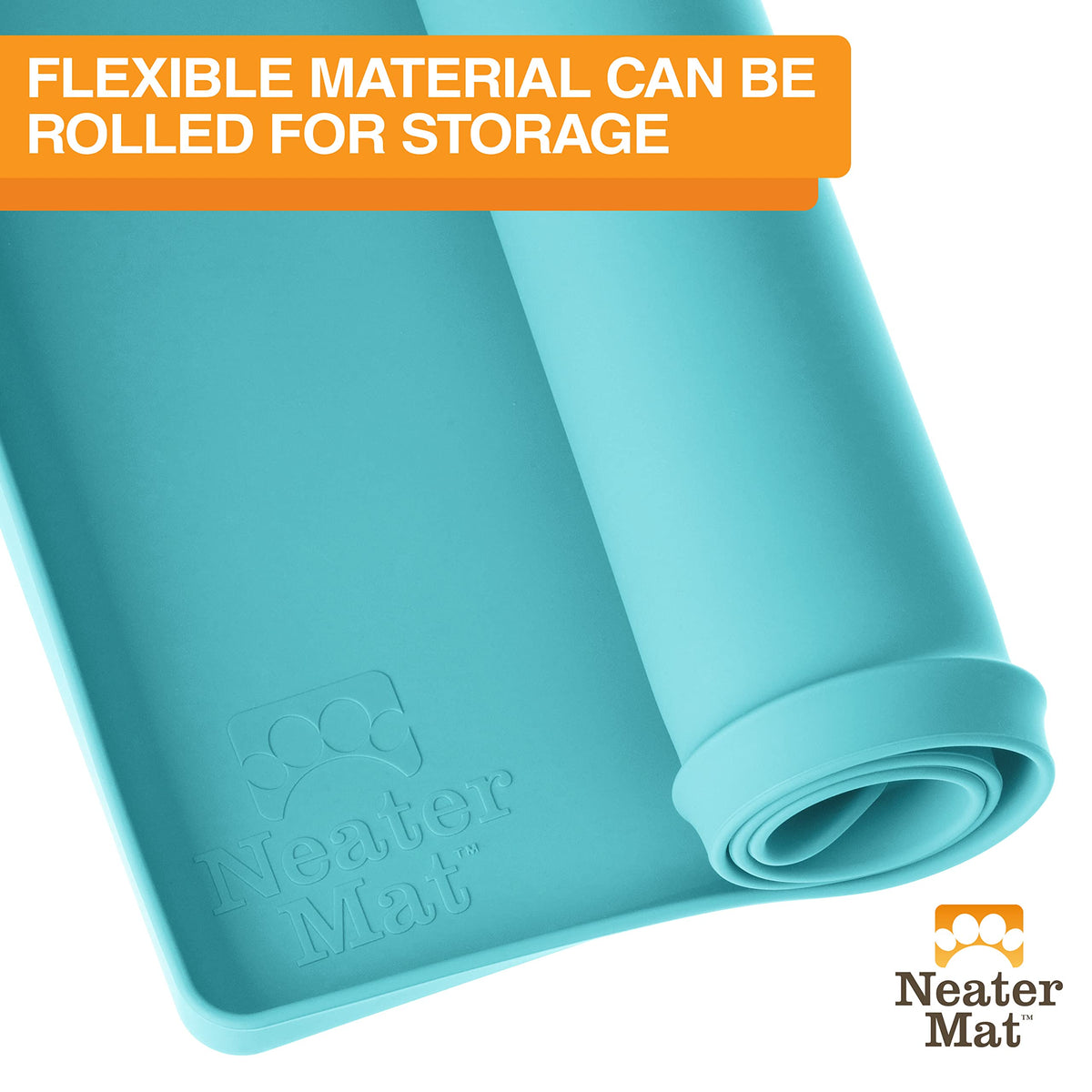 Neater Mat Pet Mats for Food and Water (16"L x 10"W / Aquamarine)