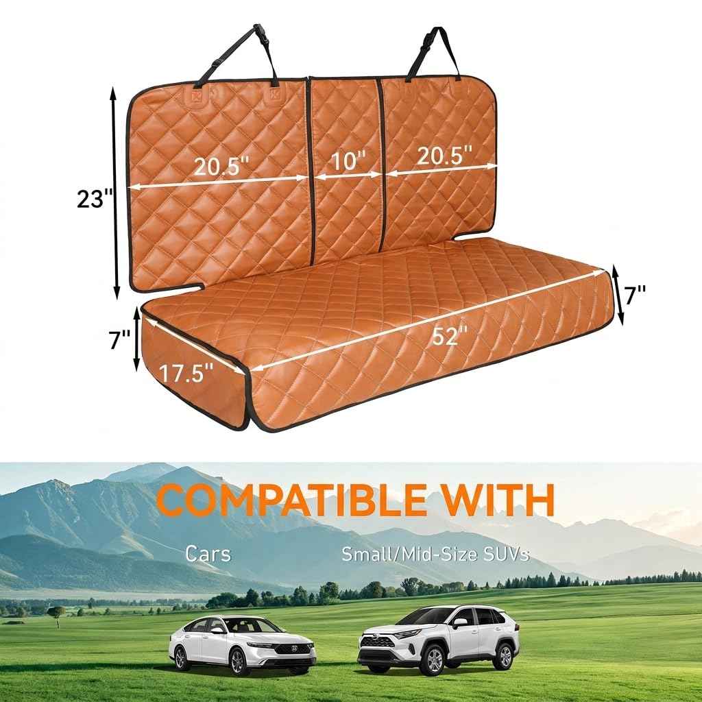 Dog Car Seat Cover for Back Seat (Tan / Standard Back Seat Cover)