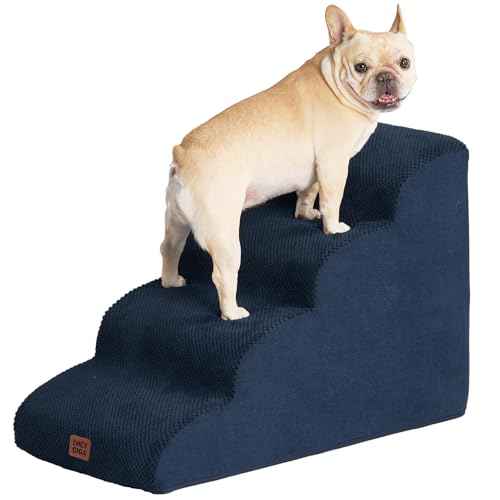 Curved Dog Stairs Ramp (Navy / 31.3"l X 15.7"w X 19.3"h)