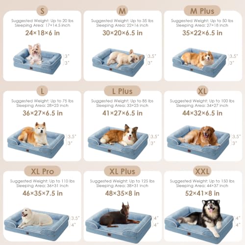 Orthopedic XXL Dog Bed (Washed Blue / 46.0"l X 35.0"w X 7.5"th)