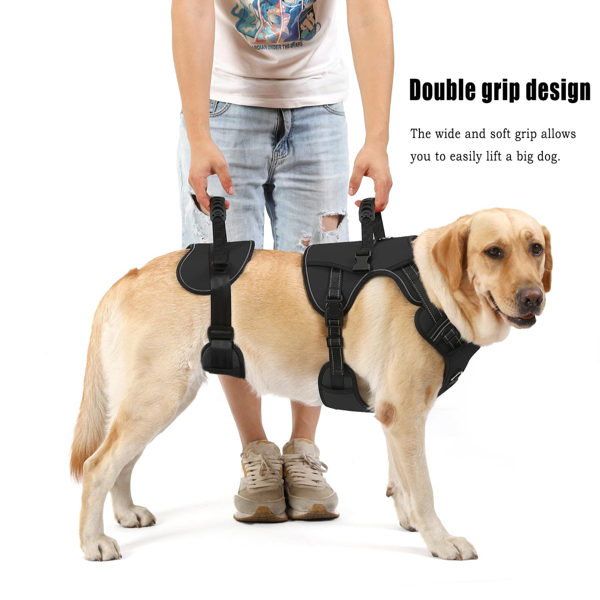 Dog Lift Harness (Black-1 / X-Large)