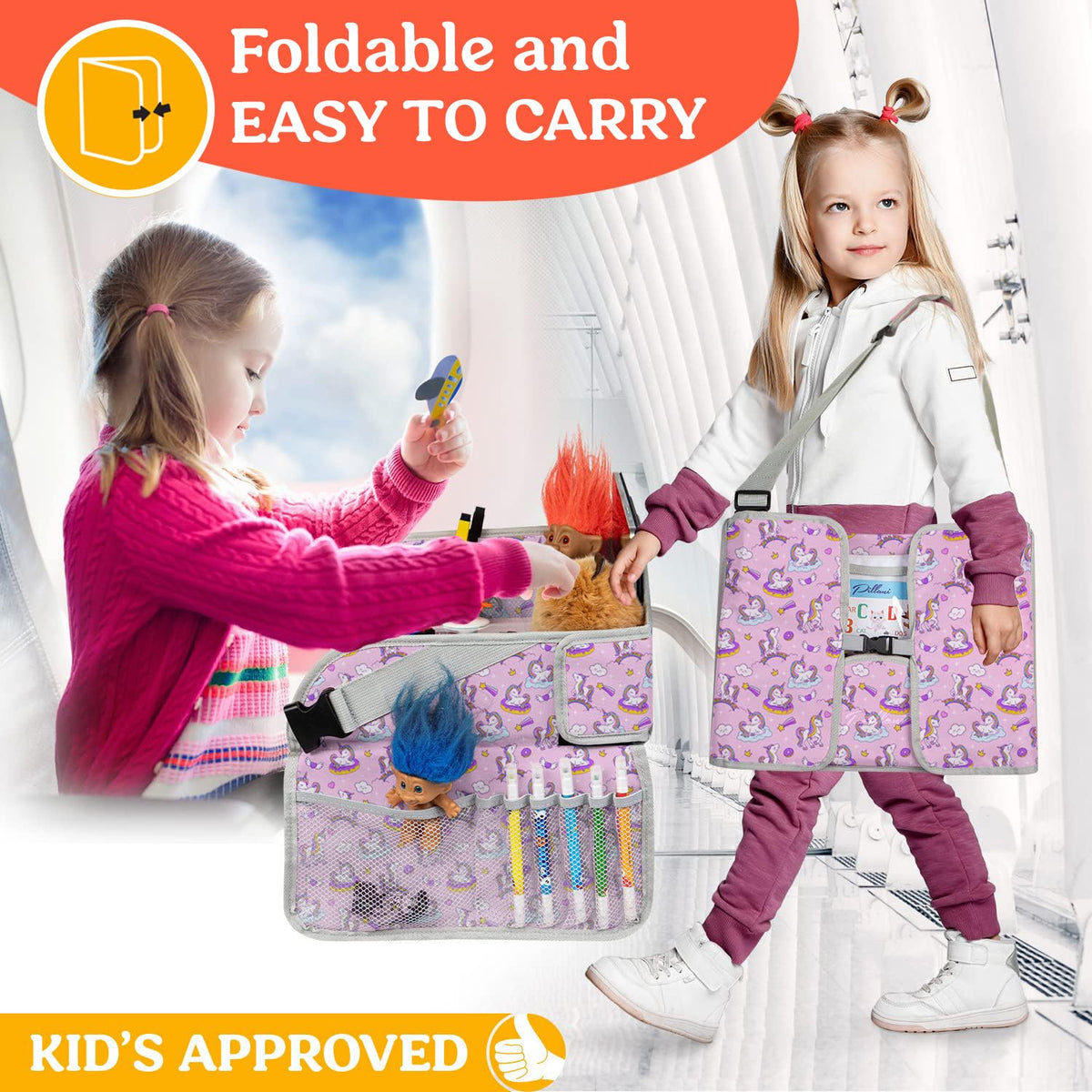 Kids Travel Tray for Car (Pink Unicorn)