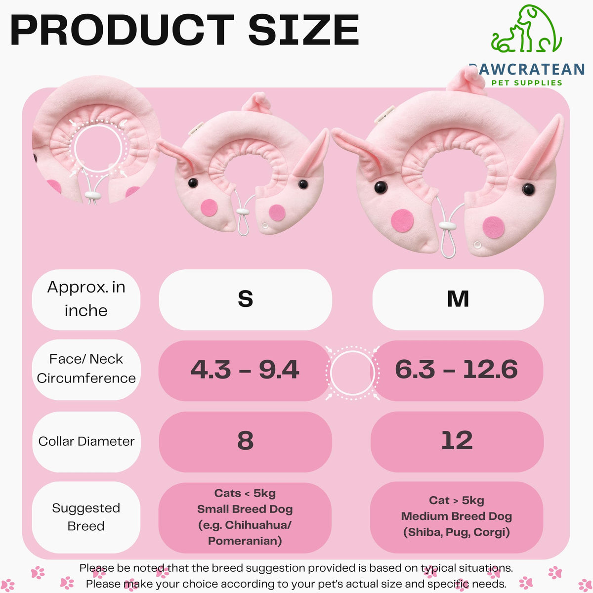 Adjustable Comfy Flower Style Elizabeth Collar for Cats Puppies Soft Recovery Cone Pet Protective Neck Collar (Pink Pig (Open Ring) / Medium)