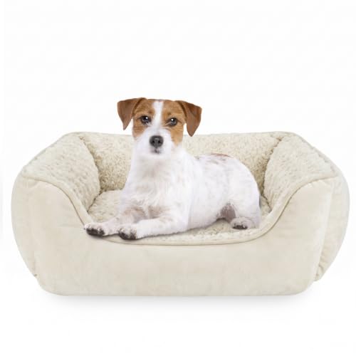 Rectangle Dog Bed for Large Medium Small Dogs (Cream / M(25"x 21"x 8"))