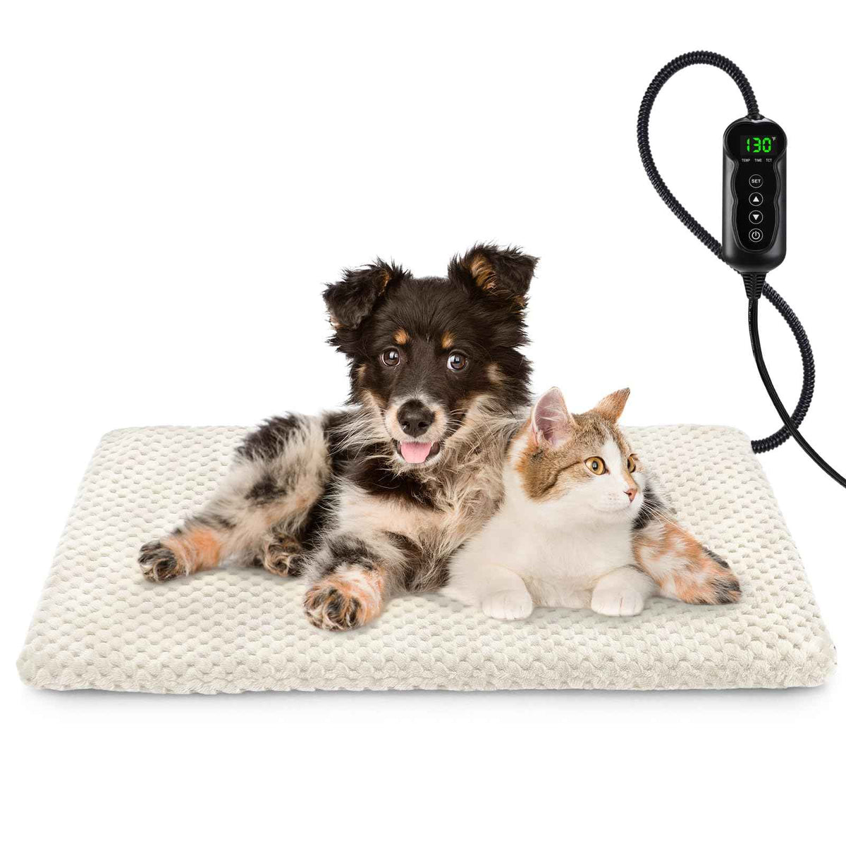 Heated Dog Bed (M: 28" x 20" / Beige)