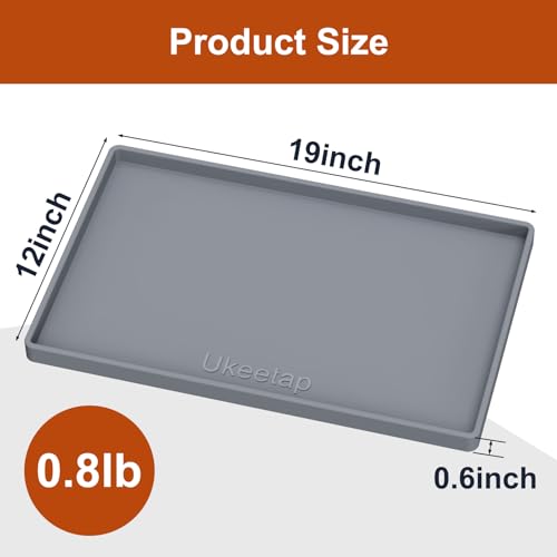 19" x 12" Extra Thick Silicone Mat Waterproof with Raised Edge (Gray / 19"L x 12"W)