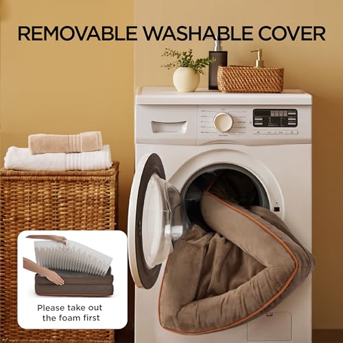 Orthopedic XXL Dog Bed Extra Large Washable Original Design (Brown / 52"l X 41"w X 8"th)