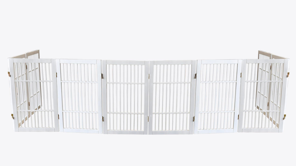 Pet Dog Gate Freestanding (10 Panel 30" Tall / White Pet Gate)