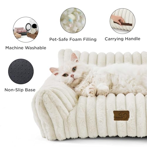 ComfyFleece® Shown on TV Fluffy Cute Dog Couch for Pets (30x20x10" / Cream)