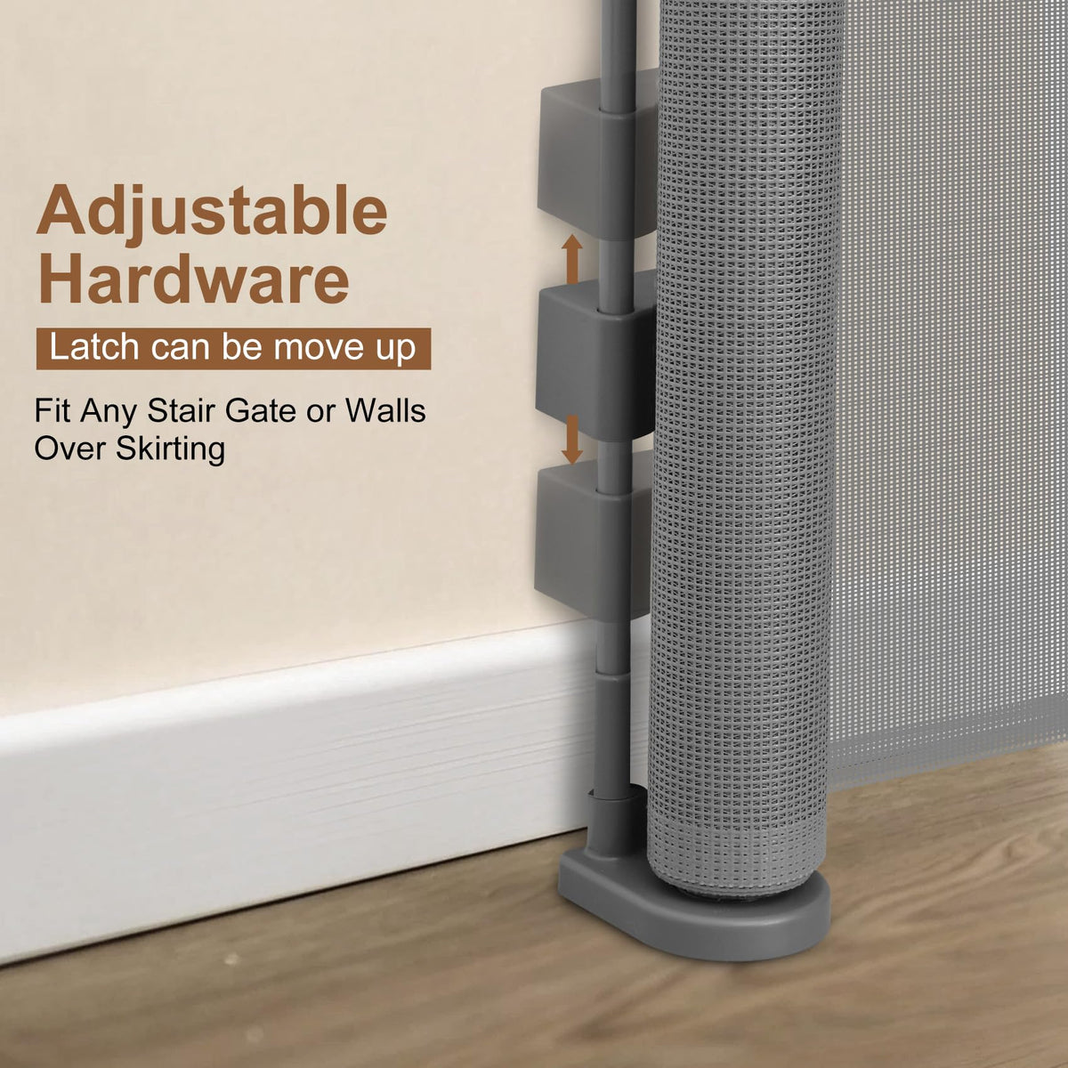 200 inch Reinforced Retractable Baby Gates 42 inch Tall (Gray / 42" Tall x 200" Wide)