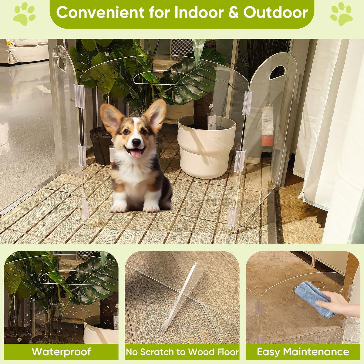 Clear Acrylic Dog Gate (3-Panel)