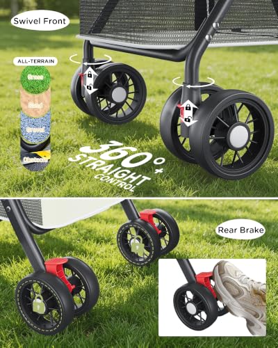 Foldable Pet Stroller for Small Dogs and Cats (★Mint Green【Full Mesh】)