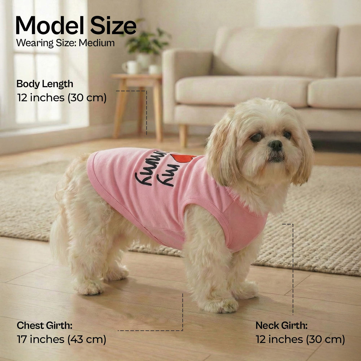 I Love My Mommy Dog Shirt 100% Cotton Shirts for Large Dogs (Medium (8-12lbs))
